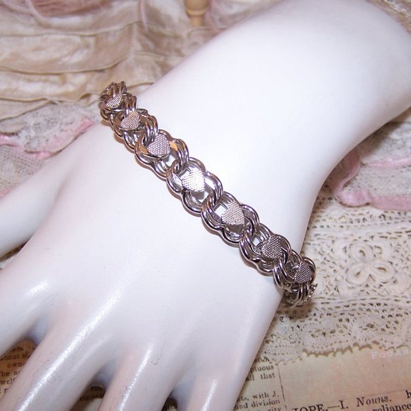 Sterling Silver 7-1/2" Starter Charm Bracelet - Double Link with Heart Top - Picture 1 of 13